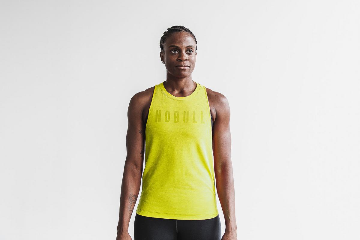 Nobull High-Neck Neon Women\'s Tank Tops Yellow | Australia (RM5327)